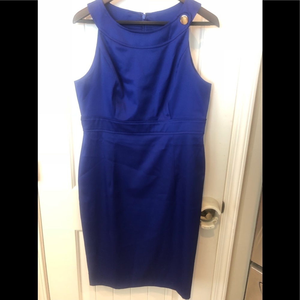 Maggy London Royal Blue w/Gold Button Dress